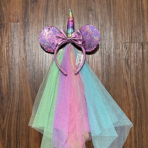 4/$45 Disney Park Unicorn Minnie Mouse Ears Headband Pastel Rainbow - Picture 1 of 5